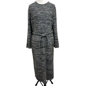 COS Sweater Dress Size M Belted Midi Length Black White Spacedye Long Sleeve